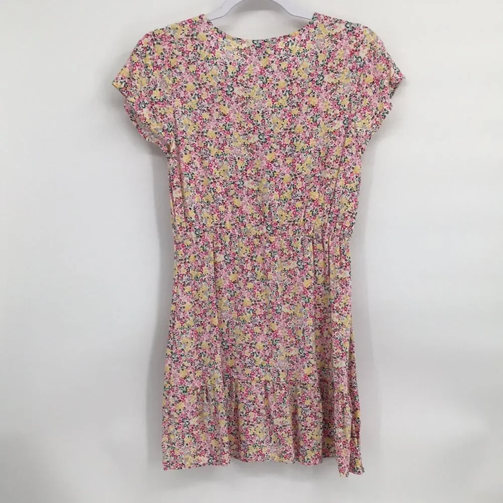 Passport Girls Pink Yellow Green Button Up Elastic Waist Sundress 14